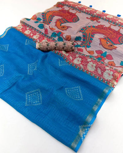 Elegant Pure Linen Saree with Chex Zari Weaving - Festive Collection for Women