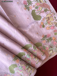 Elegant Pure Loom Tussar Saree - Forest Embroidered for Festive Wear