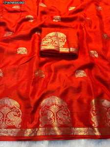 Elegant Pure Muslin Silk Saree - Intricate Zari Weave for Festive & Party Wear