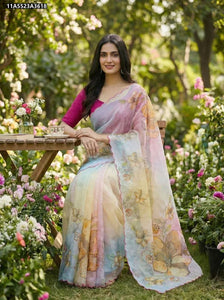 Elegant Pure Organza Saree - Handwork Digital Print for Festive Wear