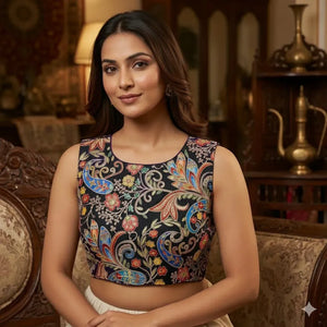 Elegant Pure Silk Blouse - Embroidered Floral Design for Wedding & Festive Wear