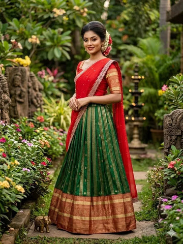 Elegant Pure Silk Lehenga with Embroidered Blouse for Festive and Wedding Wear