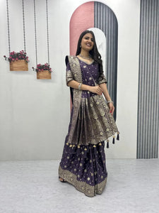 Elegant Pure Silk Saree - Heavy Zecard Work for Traditional Festivities