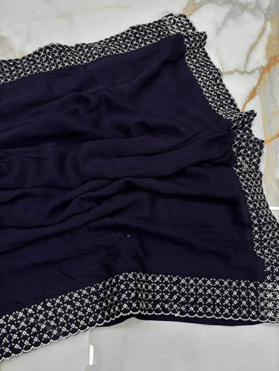 Elegant Pure Soft Crush Saree - Handwork Border for Festive Wear