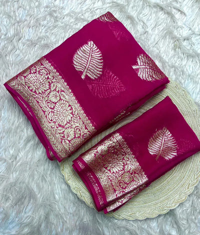 Elegant Pure Viscose Georgette Saree - Fancy Zari & Jacquard Border for Women