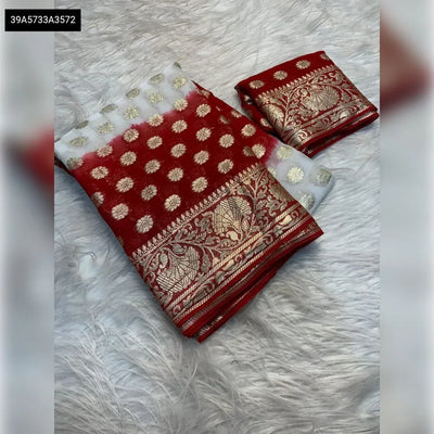 Elegant Pure Viscose Jacquard Saree - Red Pallu & Blouse for Women