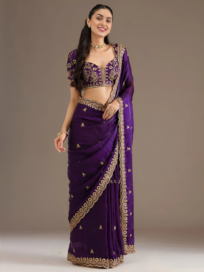Elegant Purple Tissue Saree - Sequins Work for Festive Wear