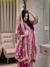 Elegant Radiant Plum Kurti & Plazzo Set - Sequins & Zari Embroidery for Festive & Party Wear