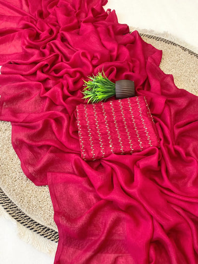 Elegant Rangoli Crush Saree with Sequins Blouse | Festive Prep