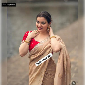 Elegant Rangoli Crush Silk Saree - Sequence & Cut Work Border for Party Wear