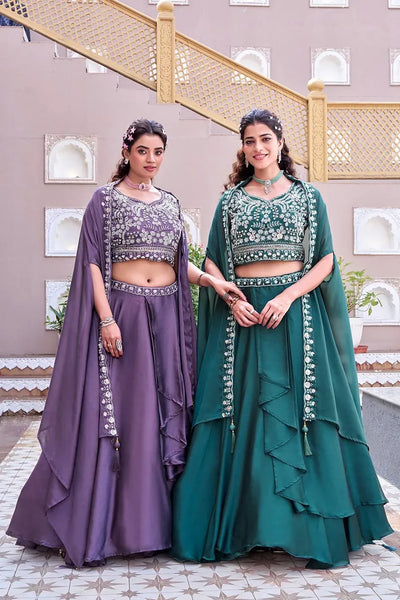 Elegant Rangoli Silk Lehenga Choli Set - Heavy Embroidery for Festive Wear