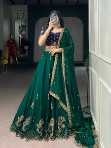 Elegant Rangoli Silk Lehenga with Sequin Embroidery for Women