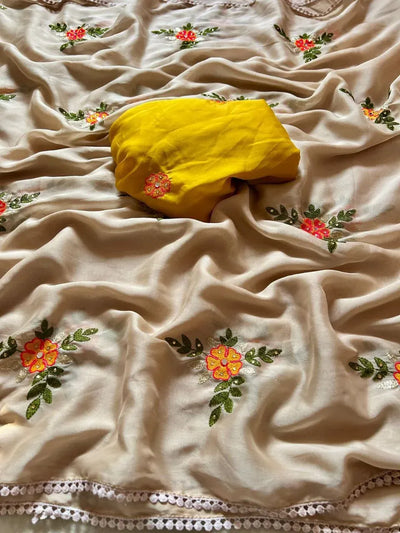 Elegant Rangoli Silk Saree - Embroidered Mirror Work