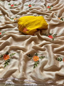 Elegant Rangoli Silk Saree - Embroidered Mirror Work