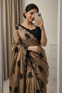 Elegant Rangoli Silk Saree - Multi Sequence Embroidery Work Festive Wear for Women