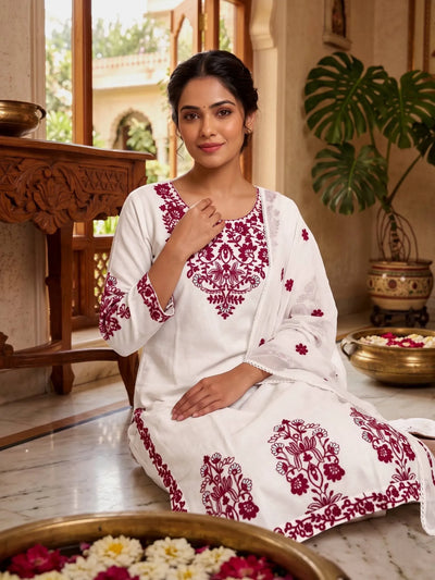 Elegant Rayon Cotton Kurti Set - Festive Embroidery Design for Women