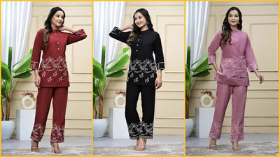 Elegant Rayon Embroidery Kurti Set for Women's Office Wear
