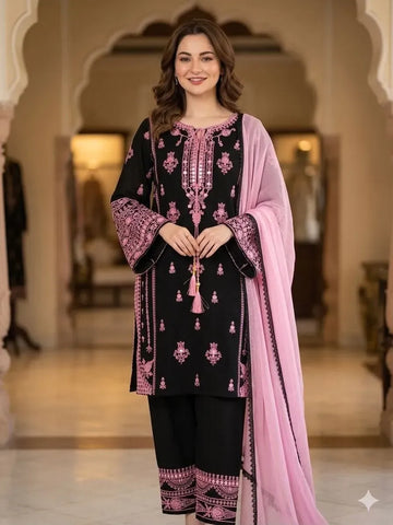 Elegant Rayon Embroidery Suit Set with Dupatta - Festive Prep Mirror Work Collection for Women