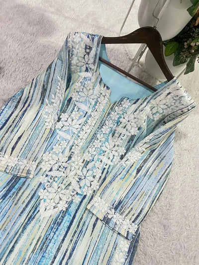 Elegant Rayon Kurti Palazzo Set with Premium Embroidery for Women
