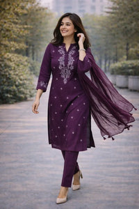 Elegant Rayon Kurti Set with Dupatta & Pocket - Festive Wear for Women