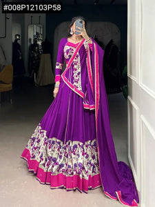 Elegant Rayon Lehenga - Mirror Work & Print for Festive Wear