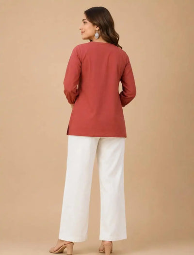 Elegant Rayon Slub Co-ord Set with Embroidery - Festive Wear for Women
