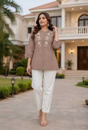 Elegant Rayon Slub Embroidered Co-ord Set - Festive Wear for Women