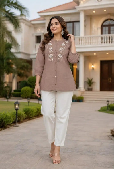Elegant Rayon Slub Embroidered Co-ord Set - Festive Wear for Women