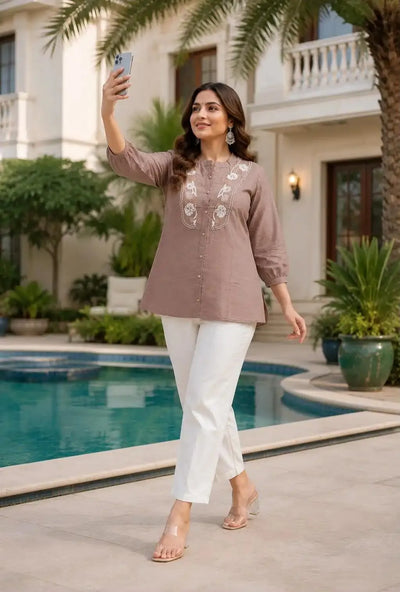 Elegant Rayon Slub Embroidered Co-ord Set - Festive Wear for Women