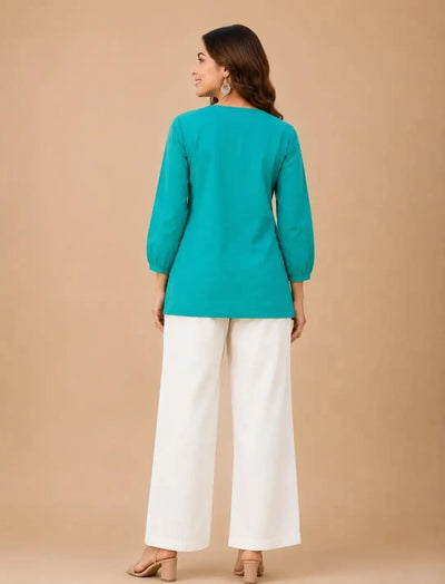 Elegant Rayon Slub Embroidery Co-ord Set - Breathable Khadi Cotton Pants for Festive Party Wear