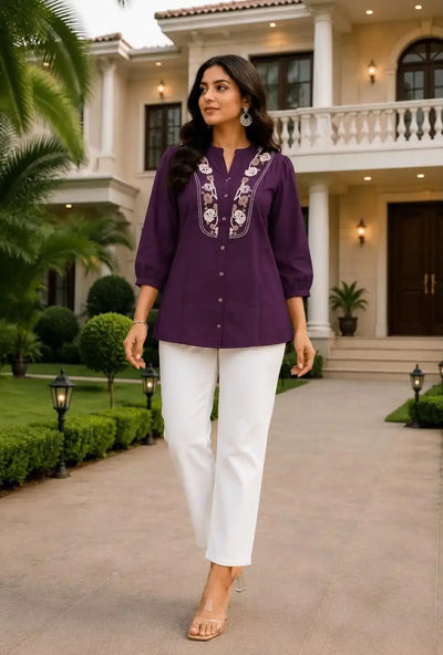 Elegant Rayon Slub Embroidery Coord Set with Breathable Khadi Cotton Pants - Festive Party Wear for Women