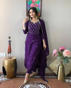 Elegant Rayon Suit Set with Dupatta - Festive Wear for Women