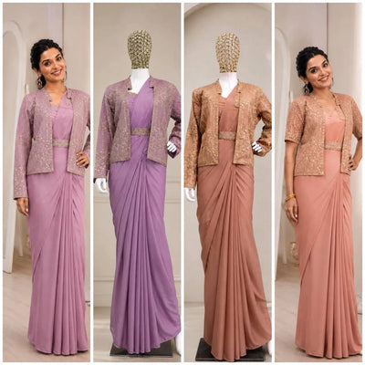 Elegant Ready to Wear Crepe Silk Saree with Jacket for Women