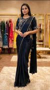 Elegant Ready-to-Wear Drape Saree - Chinnon Silk for Parties