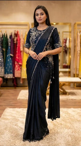 Elegant Ready-to-Wear Drape Saree - Chinnon Silk for Parties