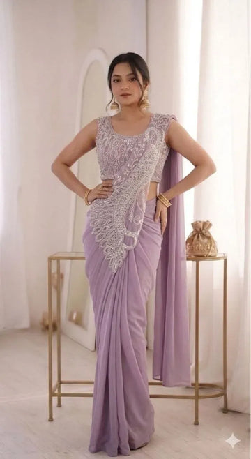 Elegant Ready to Wear Georgette Saree with Designer Blouse