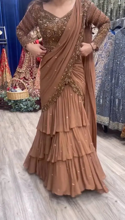 Elegant Ready-to-Wear Lehenga Saree - Effortless Drape & Glamour for Festive Occasions