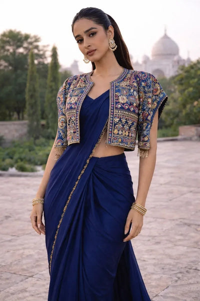 Elegant Ready-to-Wear Saree - Luxe Crepe Silk for Women