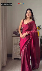 Elegant Ready to Wear Saree - Pre-Draped Silk Festive Wear