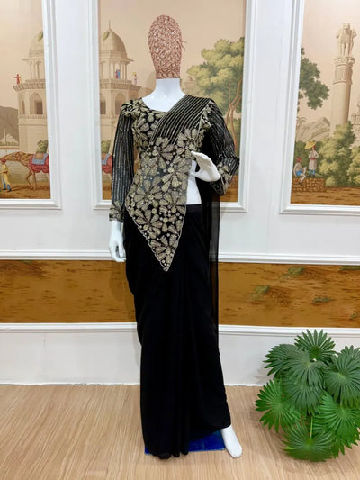 Elegant Ready to Wear Saree with Embroidered Blouse | Festive Wear