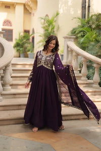 Elegant Readymade Gown - Sequin & Zari Embroidered Party Wear