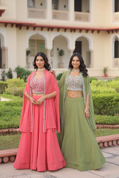 Elegant Readymade Lehenga Choli with Koti - Festive Beads Work