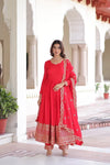 Elegant Red Sequined Gown Set - Festive Party Wear for Women