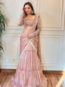 Elegant Ready-to-Wear Lehenga Saree Collection with Twill Organza and Ruffle Style