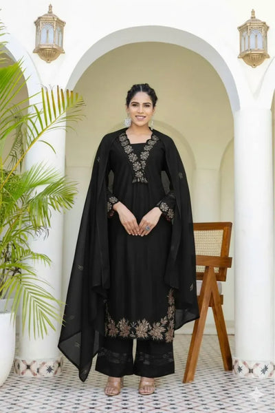 Elegant Reyon Slub Cotton Suit Set - Embroidered Festive Wear for Women