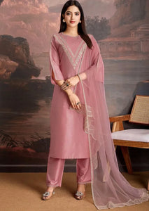Elegant Roman Fabric Kurti Set - Beautiful Embroidery for Festive & Casual Wear