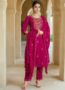 Elegant Roman Fabric Suit Set - Embroidered Festive Wear for Women