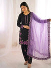 Elegant Roman Glass Silk Suit - Heavy Embroidery & Ready to Wear for Women