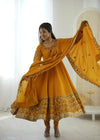 Elegant Roman Silk Anarkali Gown Set - Heavy Embroidery Sequence Work Festive Party Wear for Women