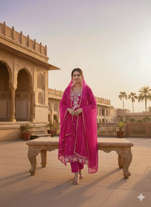 Elegant Roman Silk Embroidered Dress Material - Festive Wear for Women